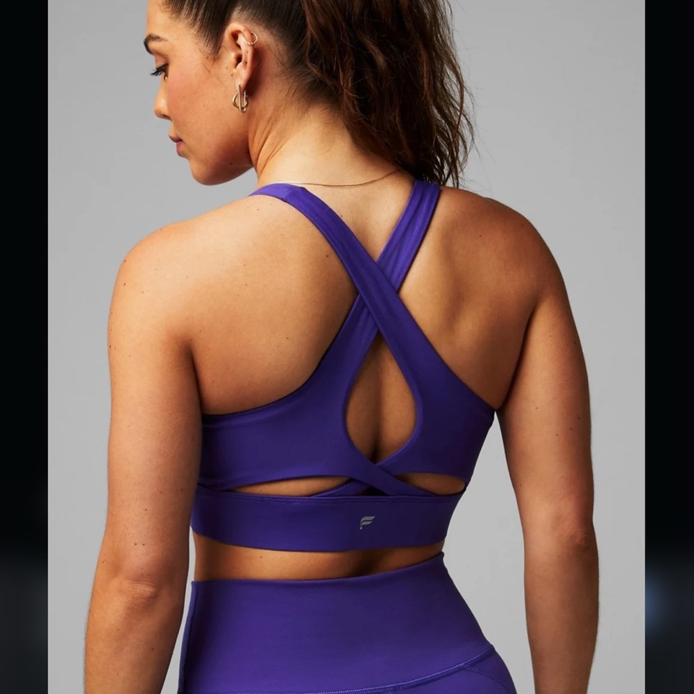 Fabletics Purple Sports Bra with Moisture-Wicking Fabric